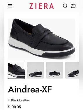 Ziera Aindrea-XF Black Leather Loafer with White Contrast Sole